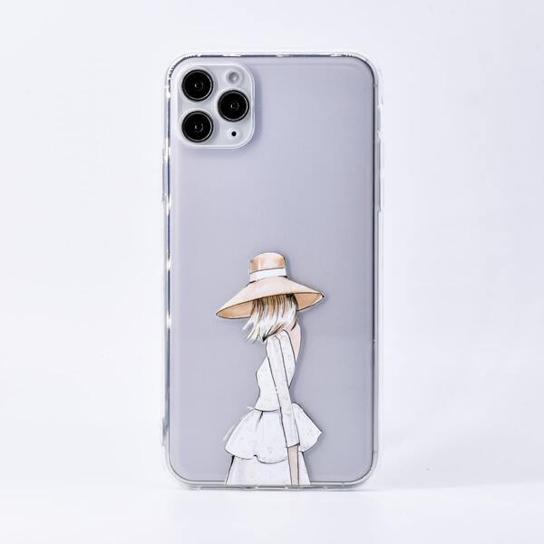 

Cartoon Girl Print Clear iPhone Case