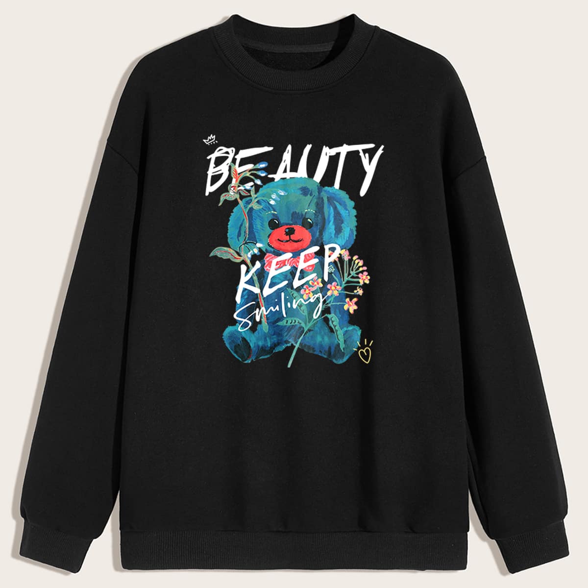 

Guys Letter Cartoon Graphic Sweatshirt, Black