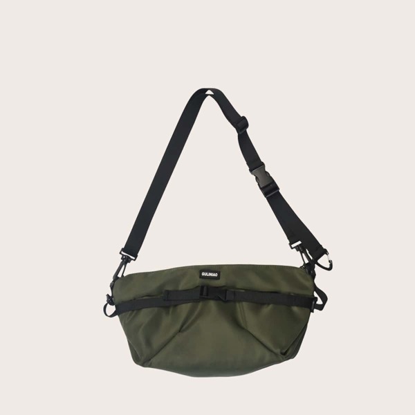 

Men Release Buckle Decor Crossbody Bag, Green