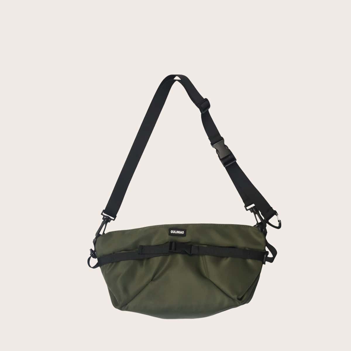 

Guys Release Buckle Decor Crossbody Bag, Green