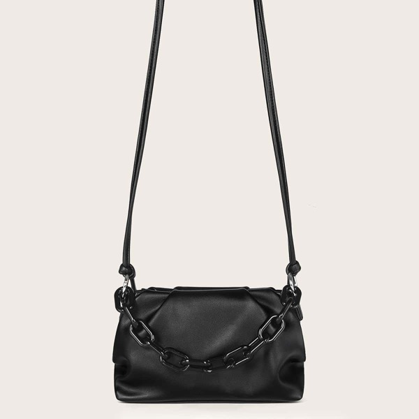 

Chain Ruched Bag, Black