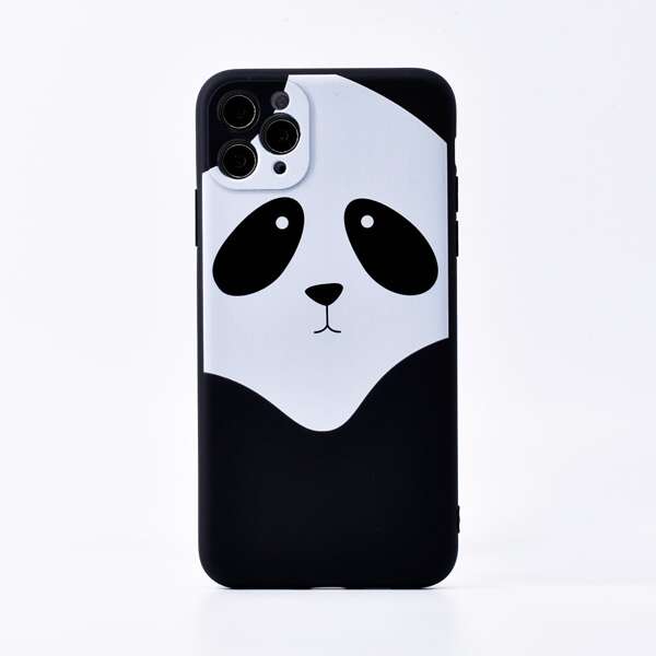 

Cartoon Panda Print iPhone Case, Black and white