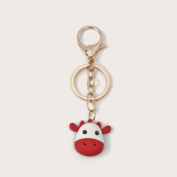 

Cartoon Cow Decor Bag Charm, Red