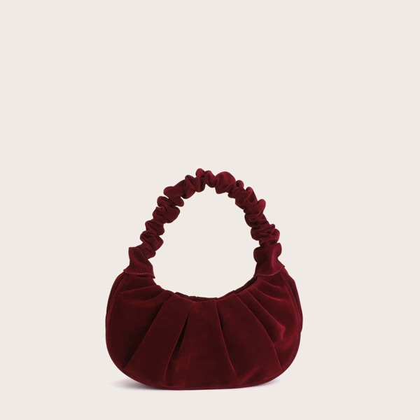 

Ruched Baguette Bag, Burgundy