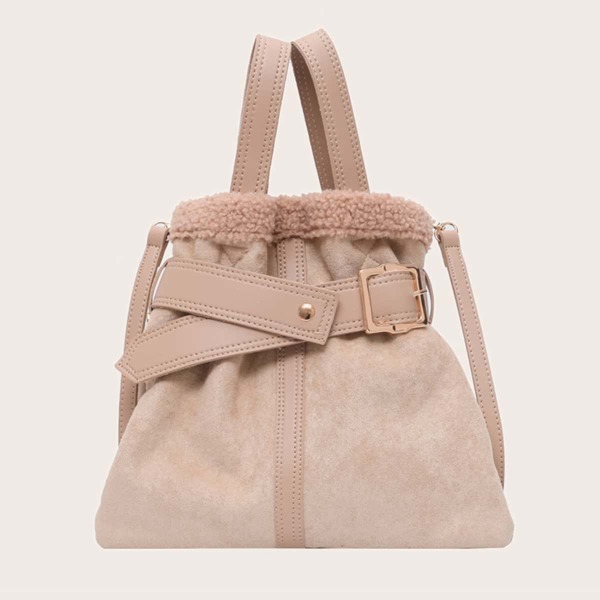 

Buckle Decor Tote Bag With Crossbody Bag, Khaki