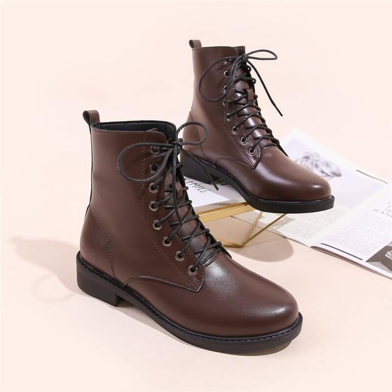 

Lace Up Front Combat Boots, Brown