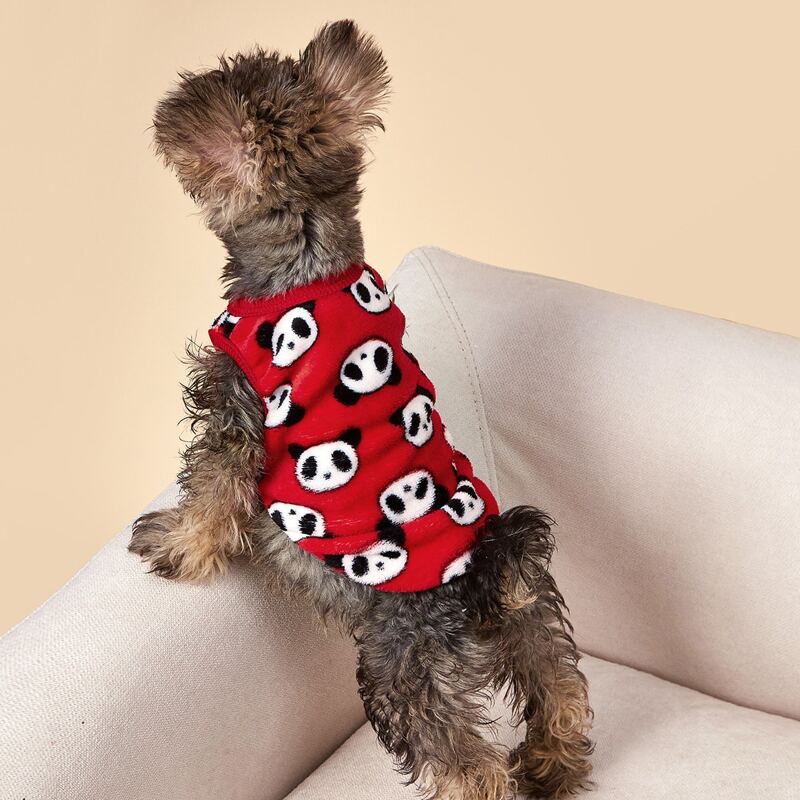 

Panda Pattern Dog Tank, Red