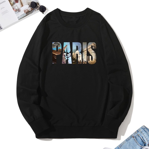 

Men Letter Graphic Sweatshirt, Black
