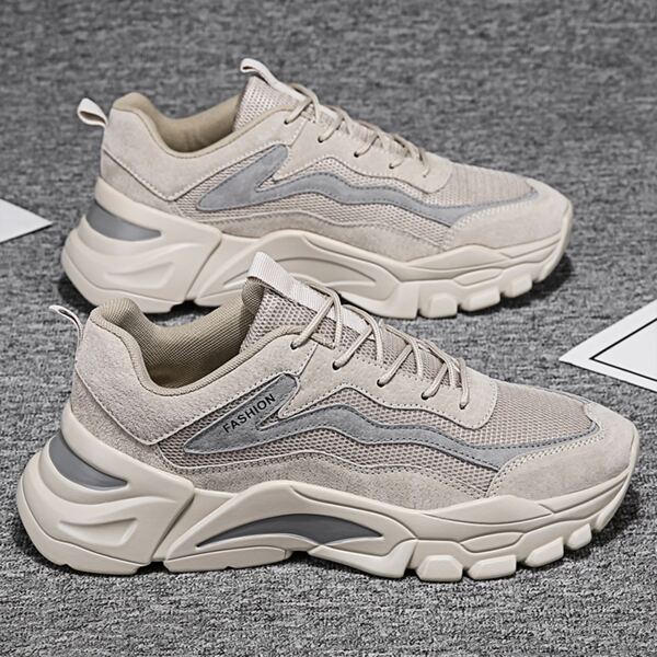 

Men Lace-up Front Chunky Sneakers, Beige