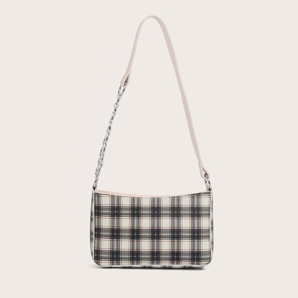 

Plaid Pattern Shoulder Bag, Green