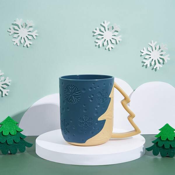 

1pc Christmas Snowflake Pattern Mug, Blue