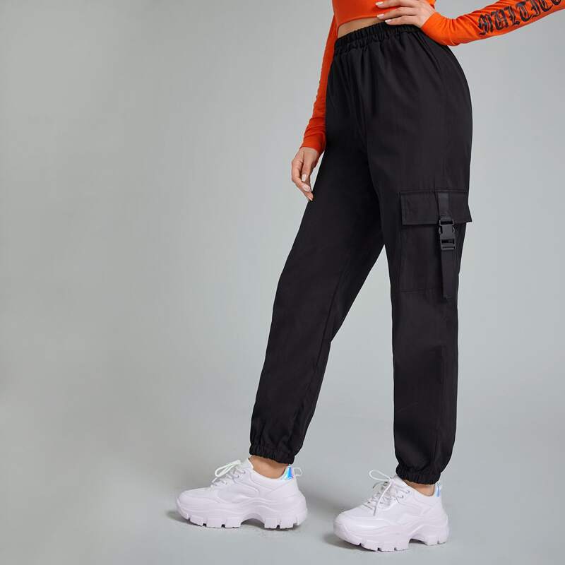 

Solid Cargo Pants, Black