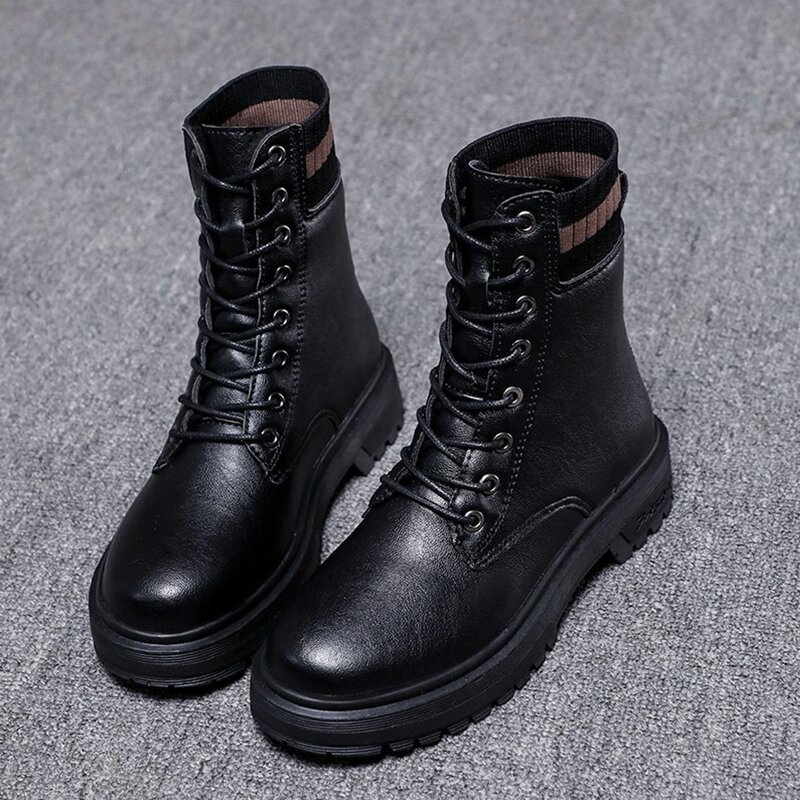 

Lace-up Front Combat Boots, Black