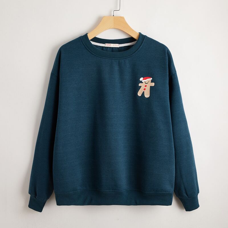 

Christmas Gingerbread Man Sweatshirt, Teal blue