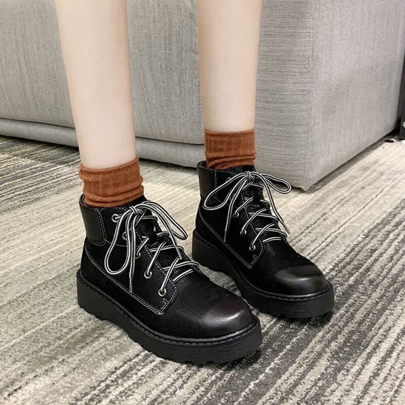 

Lace-up Front Combat Boots, Black