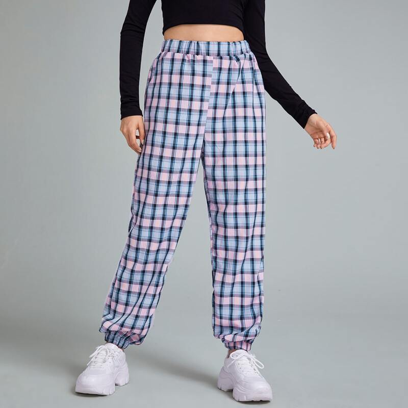 

Plaid Print Joggers, Multicolor