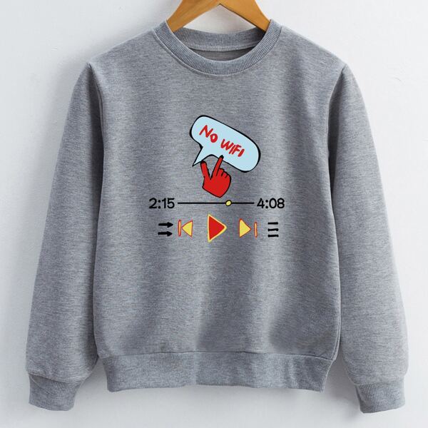

Boys Letter & Hand Print Sweatshirt, Grey