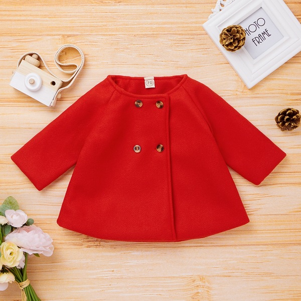 

Toddler Girls Double Breasted Pea Coat, Red