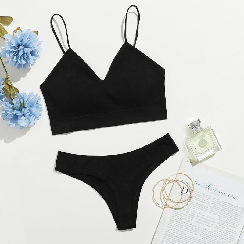 

Plain Lingerie Set, Black