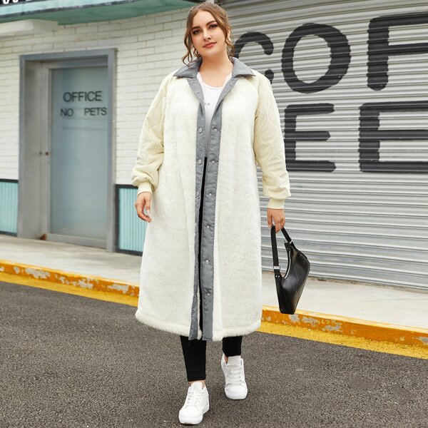 

Plus Raglan Sleeve Teddy Coat, Beige