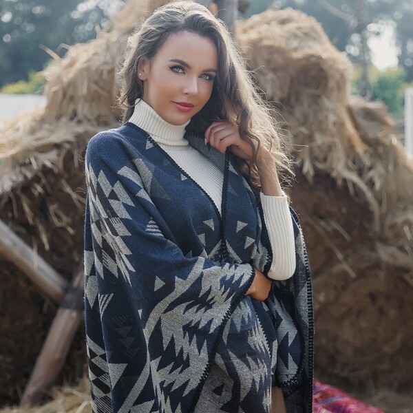 

Geo Pattern Shawl Scarf, Multicolor