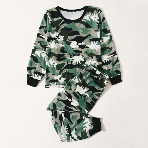 

Toddler Boys Camo And Dinosaur Print PJ Set, Multicolor