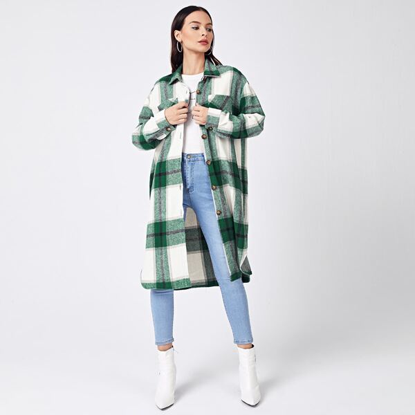 

Plaid Button Through Overcoat, Multicolor