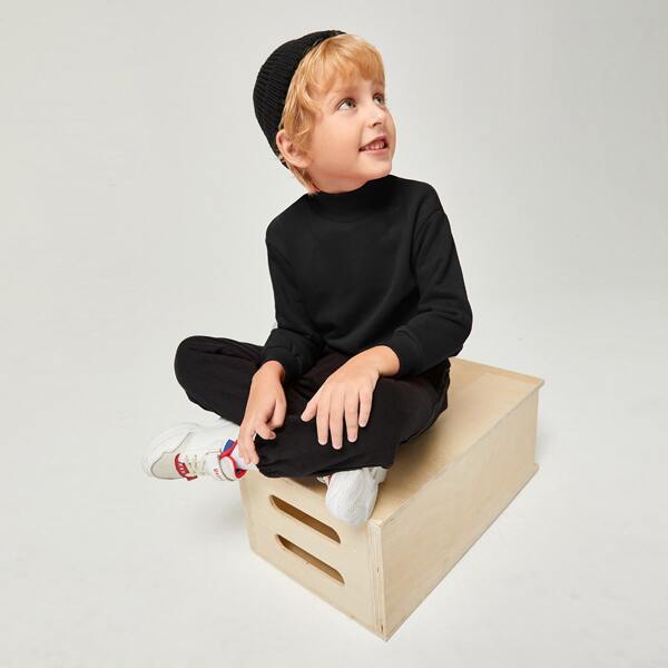 

Toddler Boys Mock Neck Pullover, Black