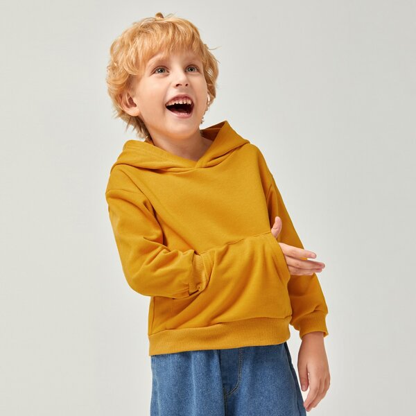 

Toddler Boys Drop Shoulder Hoodie, Mustard yellow