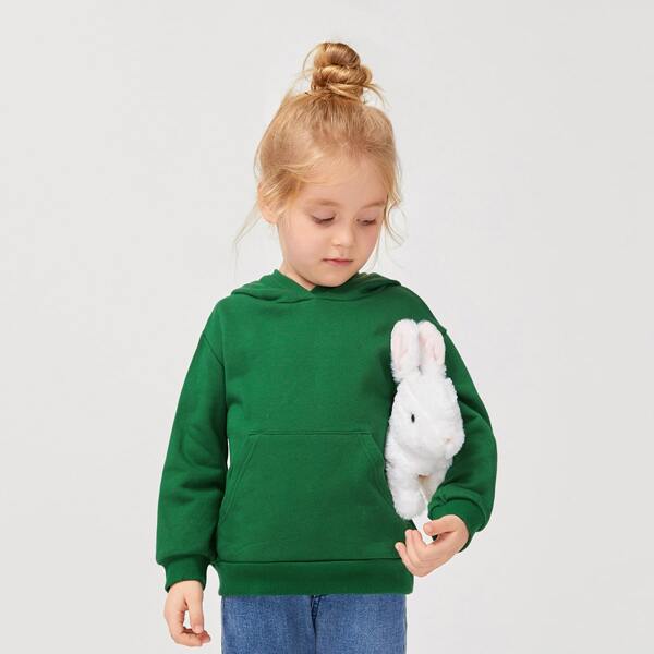 

Toddler Girls Drop Shoulder Solid Hoodie, Green