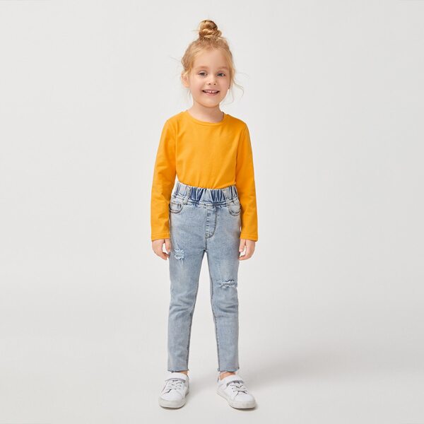 

Toddler Girls Solid Tee, Mustard yellow