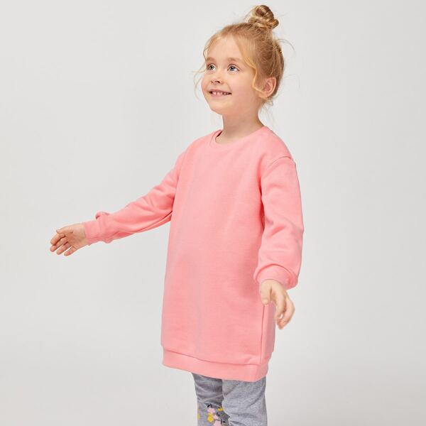 

Toddler Girls Drop Shoulder Longline Pullover, Coral pink
