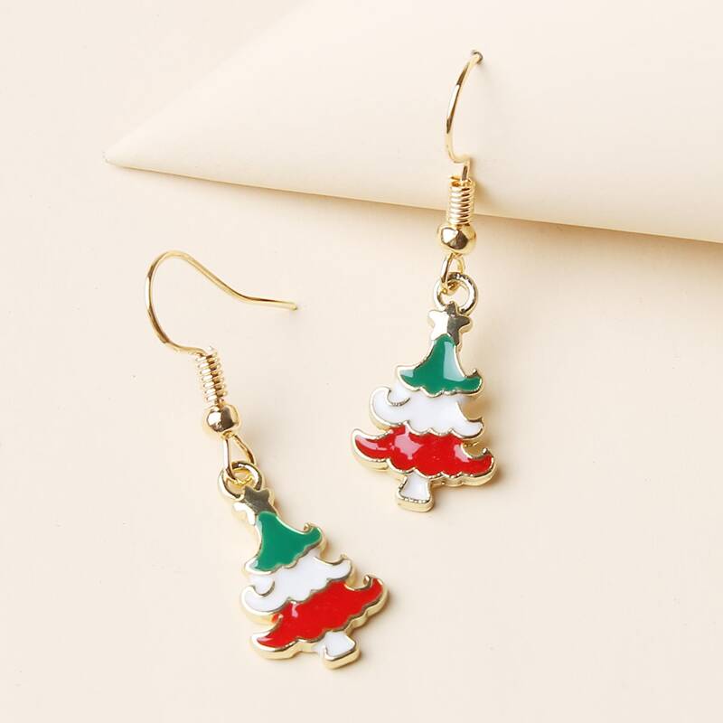

Christmas Tree Drop Earrings, Multicolor