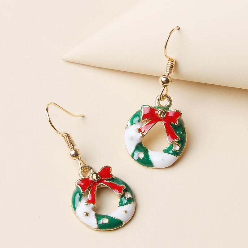 

Christmas Wreath Drop Earrings, Multicolor