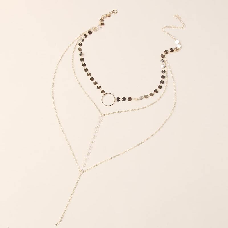 

Disc Layered Necklace, Gold
