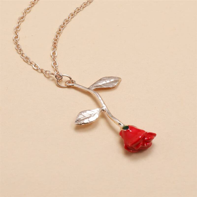 

Rose Pendant Necklace, Gold