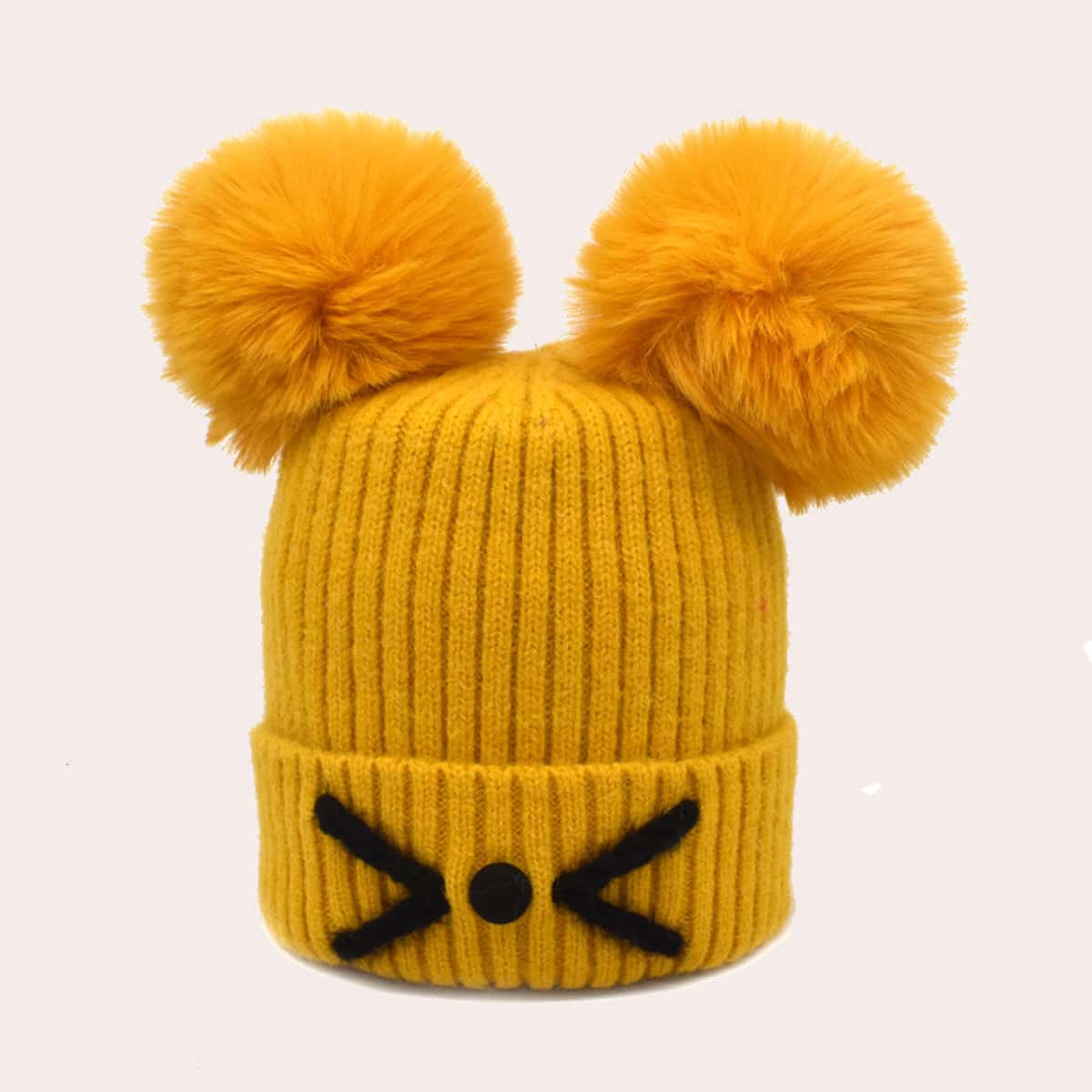

Double Pom Pom Beanie, Yellow