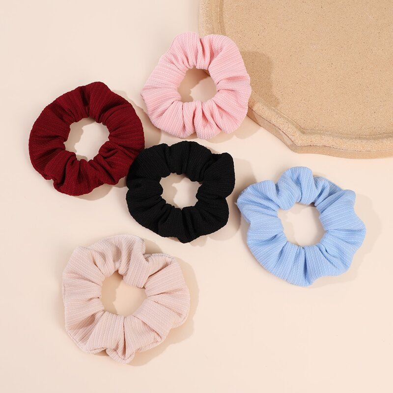 

5pcs Textured Scrunchie, Multicolor