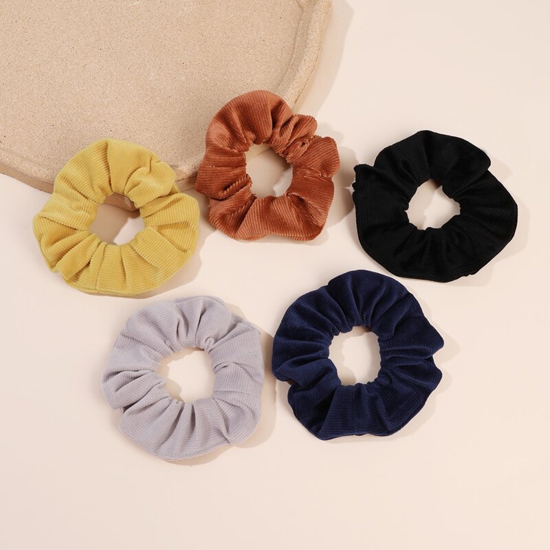 

5pcs Textured Scrunchie, Multicolor