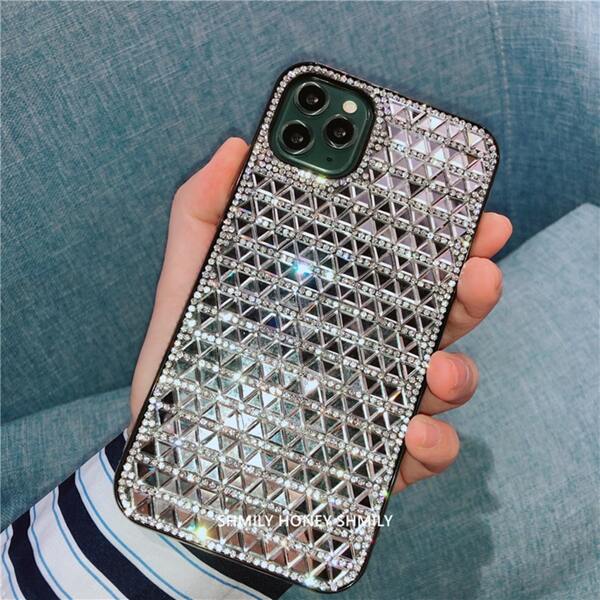 

Rhinestone Decor Geometric Pattern iPhone Case, Silver
