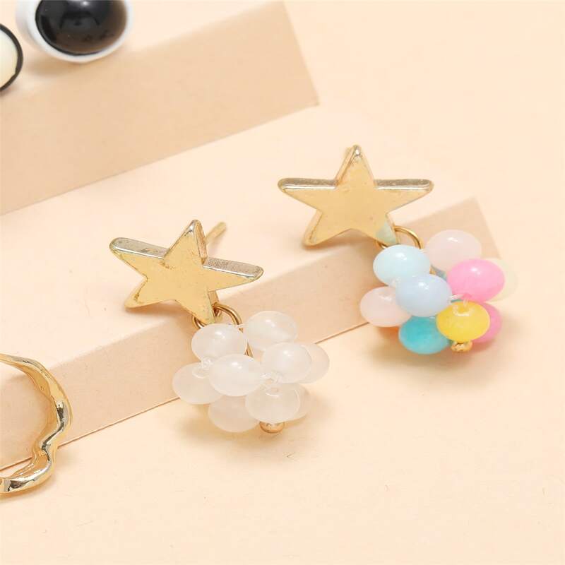 

6pairs Star & Geo Earring Set, Multicolor
