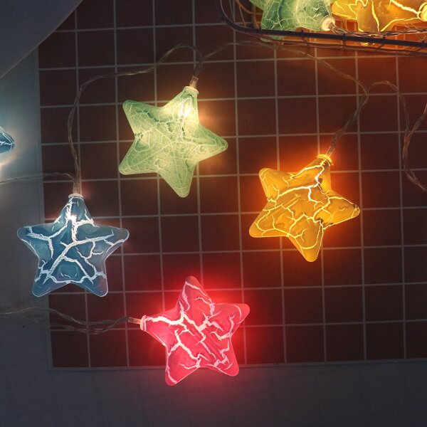 

1pc String Light With 10pcs Star Shaped Bulb, Yellow