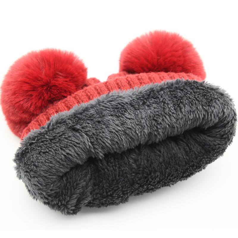 

Double Pom Pom Beanie, Red
