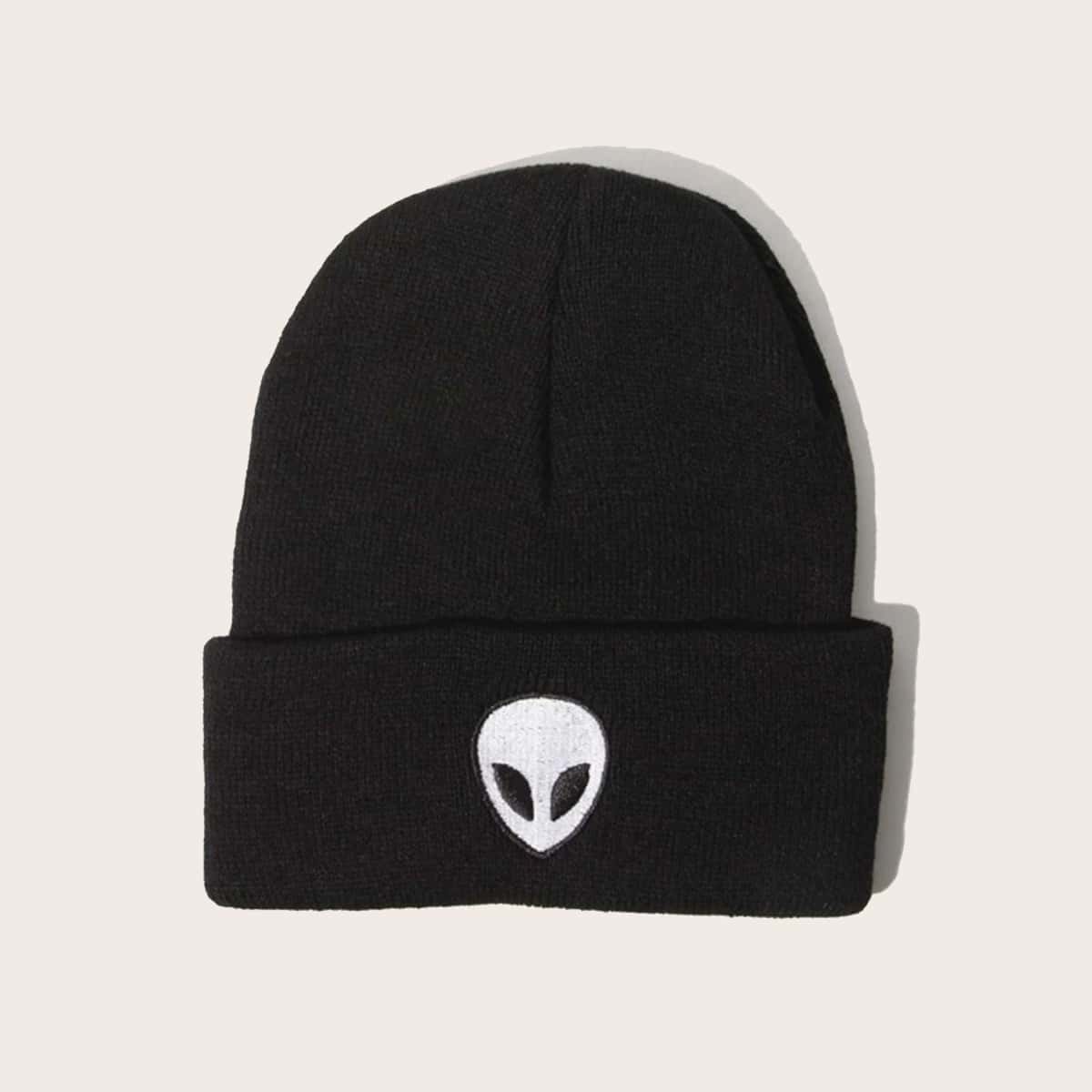 

Alien Embroidery Beanie, Black