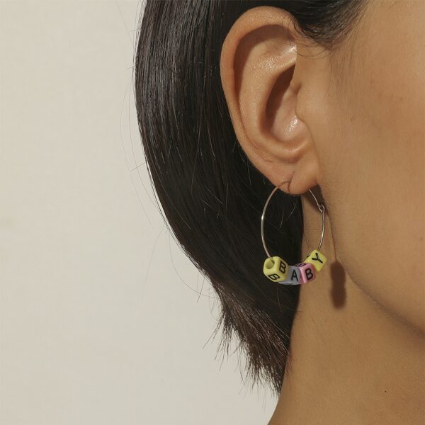 

Letter Bead Decor Earrings, Multicolor