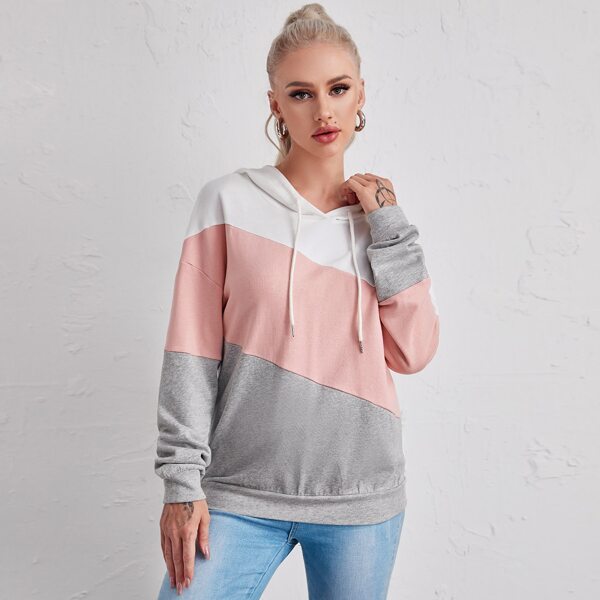 

Drop Shoulder Colorblock Hoodie, Multicolor