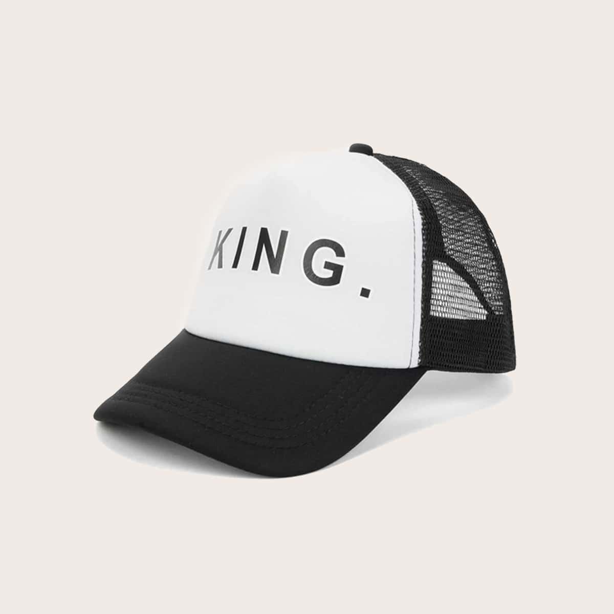 

Letter Graphic Baseball Cap, Black and white