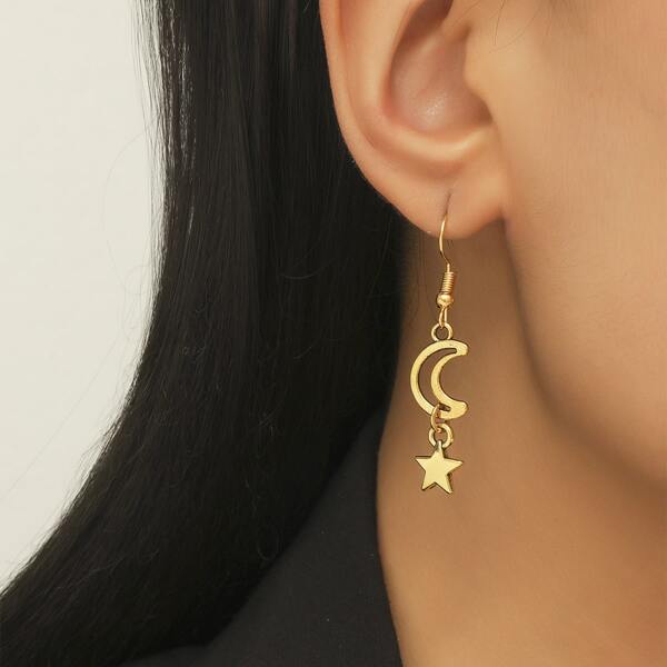 

Moon & Star Drop Earrings, Gold