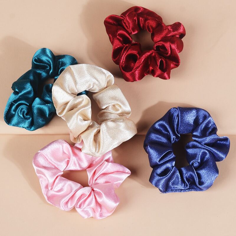 

5pcs Satin Scrunchie, Multicolor