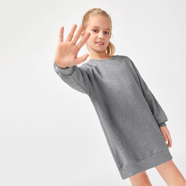 

Girls Drop Shoulder Sweatshirt Dress, Grey
